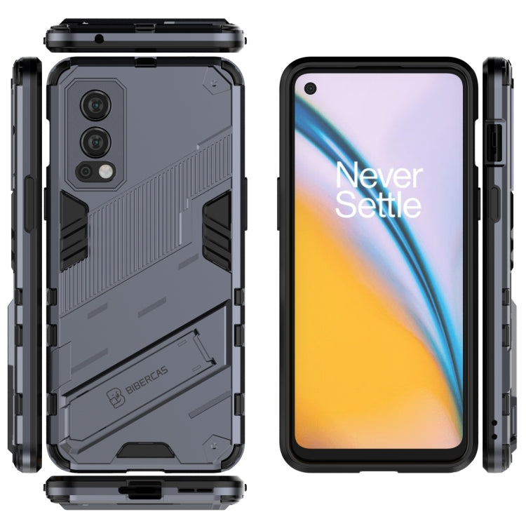 For OnePlus Nord 2 5G Punk Armor 2 in 1 PC + TPU Shockproof Case with Invisible Holder(Grey) - OnePlus Cases by buy2fix | Online Shopping UK | buy2fix