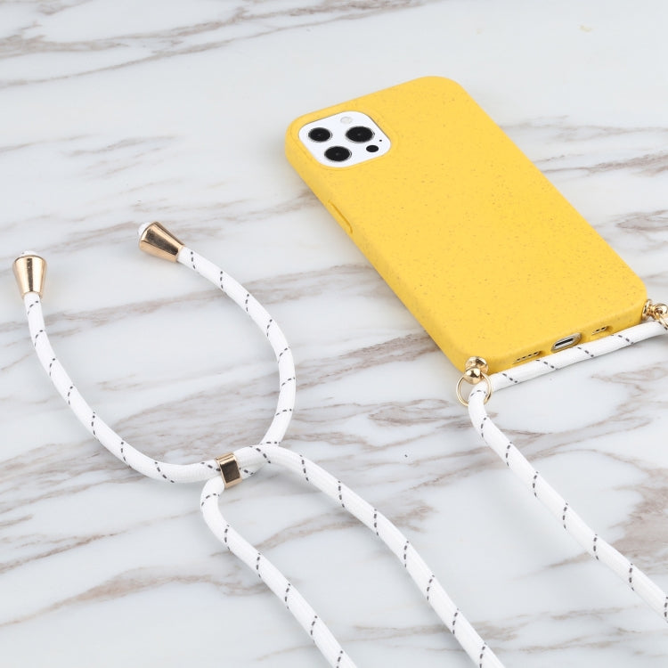 For iPhone 13 Pro Wheat Straw Material + TPU Shockproof Case with Neck Lanyard (Yellow) - iPhone 13 Pro Cases by buy2fix | Online Shopping UK | buy2fix