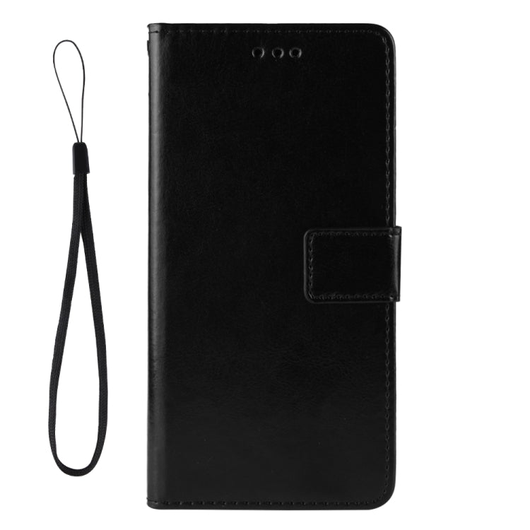 For OPPO A16 Crazy Horse Texture Horizontal Flip Leather Case with Holder & Card Slots & Lanyard(Black) - OPPO Cases by buy2fix | Online Shopping UK | buy2fix