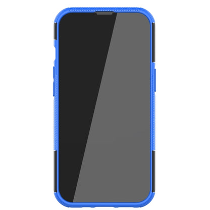 For iPhone 13 mini Tire Texture Shockproof TPU+PC Protective Case with Holder (Blue) - iPhone 13 mini Cases by buy2fix | Online Shopping UK | buy2fix