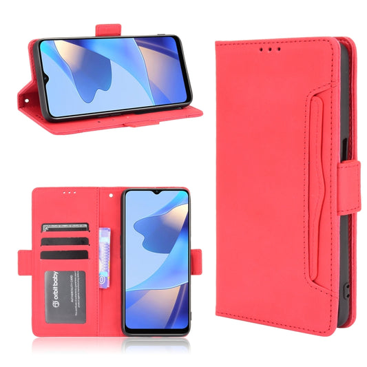 For OPPO A16 Skin Feel Calf Pattern Horizontal Flip Leather Case with Holder & Card Slots & Photo Frame(Red) - OPPO Cases by buy2fix | Online Shopping UK | buy2fix