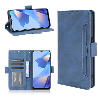 For OPPO A16 Skin Feel Calf Pattern Horizontal Flip Leather Case with Holder & Card Slots & Photo Frame(Blue) - OPPO Cases by buy2fix | Online Shopping UK | buy2fix