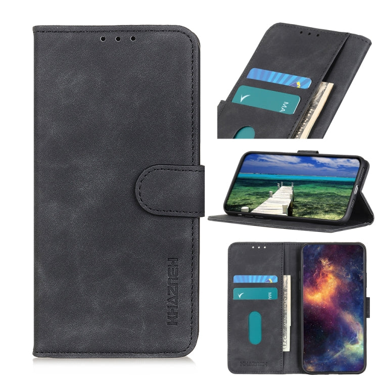 For Xiaomi Redmi 10 / Redmi Note 11 4G KHAZNEH Retro Texture PU + TPU Horizontal Flip Leather Case with Holder & Card Slots & Wallet(Black) - Xiaomi Cases by buy2fix | Online Shopping UK | buy2fix