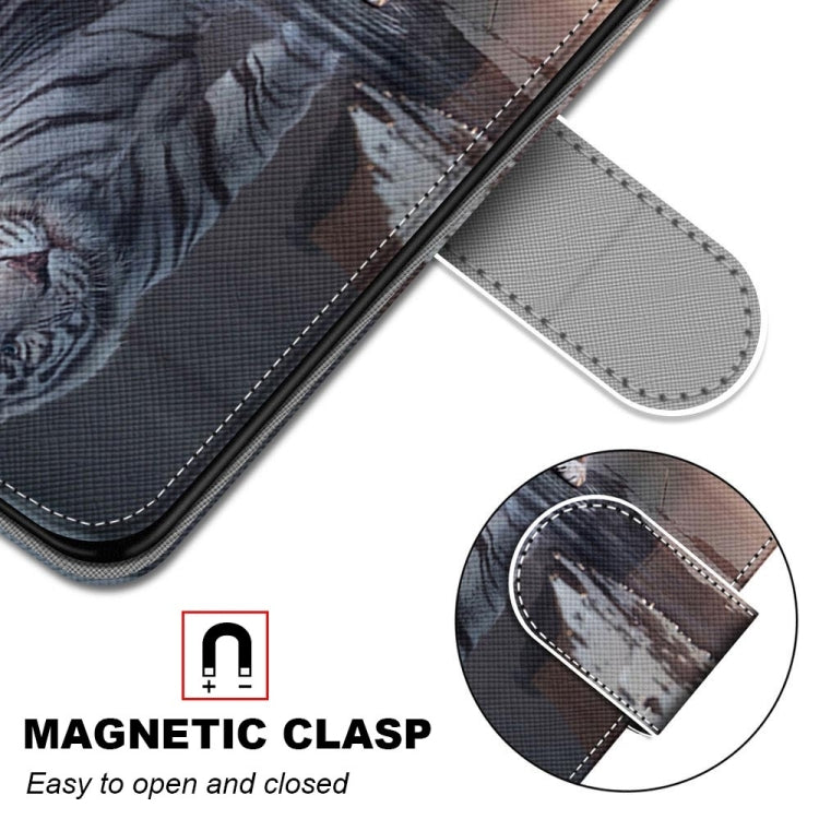 For iPhone 13 mini Coloured Drawing Cross Texture Horizontal Flip PU Leather Case with Holder & Card Slots & Wallet & Lanyard (Cat Becomes Tiger) - iPhone 13 mini Cases by buy2fix | Online Shopping UK | buy2fix