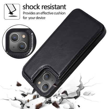 For iPhone 13 mini Double Buckle Shockproof PU Protective Case with Card Slots & Holder For  iPhone 13 Mini(Black) - iPhone 13 mini Cases by buy2fix | Online Shopping UK | buy2fix