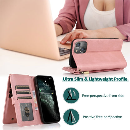 For iPhone 13 Pro Max Skin-feel Crazy Horse Texture Zipper Wallet Bag Horizontal Flip Leather Case with Holder & Card Slots & Wallet & Lanyard (Rose Gold) - iPhone 13 Pro Max Cases by buy2fix | Online Shopping UK | buy2fix