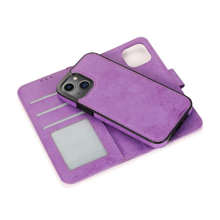 For iPhone 13 Pro Max Retro 2 in 1 Detachable Horizontal Flip Leather Case with Card Slots & Wallet (Purple) - iPhone 13 Pro Max Cases by buy2fix | Online Shopping UK | buy2fix