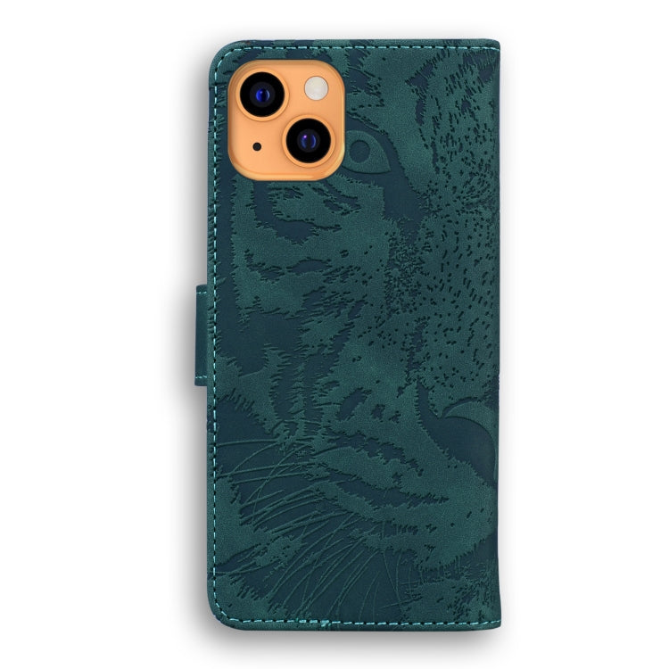 For iPhone 13 mini Tiger Embossing Pattern Horizontal Flip Leather Case with Holder & Card Slots & Wallet (Green) - iPhone 13 mini Cases by buy2fix | Online Shopping UK | buy2fix