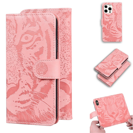 For iPhone 13 Pro Max Tiger Embossing Pattern Horizontal Flip Leather Case with Holder & Card Slots & Wallet (Pink) - iPhone 13 Pro Max Cases by buy2fix | Online Shopping UK | buy2fix