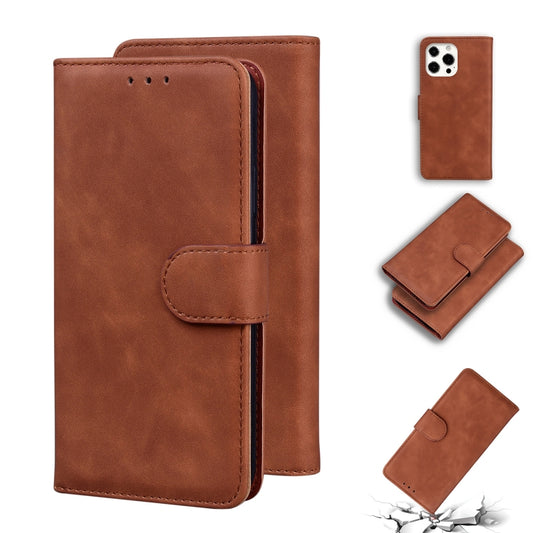 For iPhone 13 Pro Max Skin Feel Pure Color Horizontal Flip Leather Case with Holder & Card Slots & Wallet (Brown) - iPhone 13 Pro Max Cases by buy2fix | Online Shopping UK | buy2fix