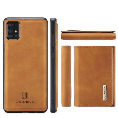 For Samsung Galaxy A71 DG.MING M1 Series 3-Fold Multi Card Wallet  Back Cover Shockproof Case with Holder Function(Brown) - Galaxy Phone Cases by DG.MING | Online Shopping UK | buy2fix