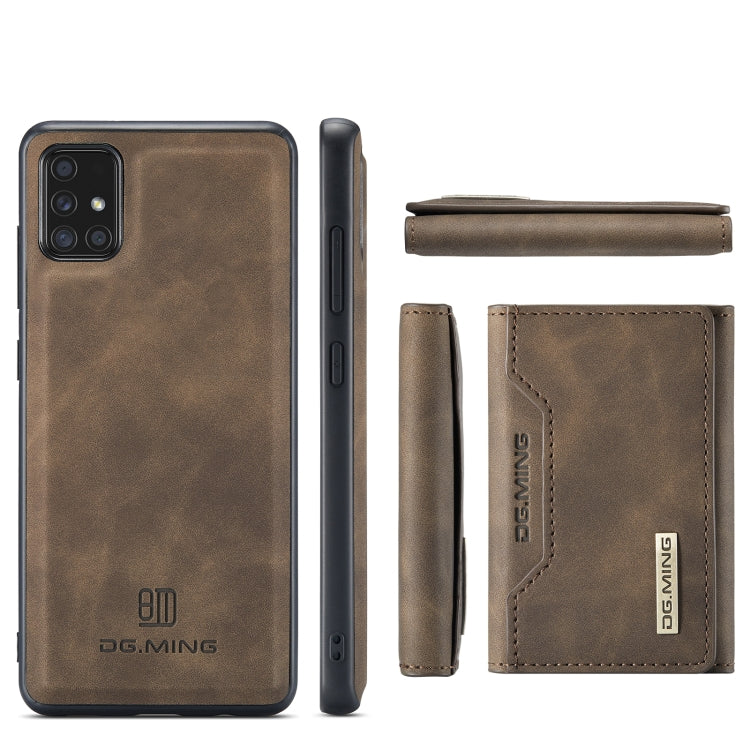 For Samsung Galaxy A51 DG.MING M2 Series 3-Fold Multi Card Bag Back Cover Shockproof Case with Wallet & Holder Function(Coffee) - Galaxy Phone Cases by DG.MING | Online Shopping UK | buy2fix