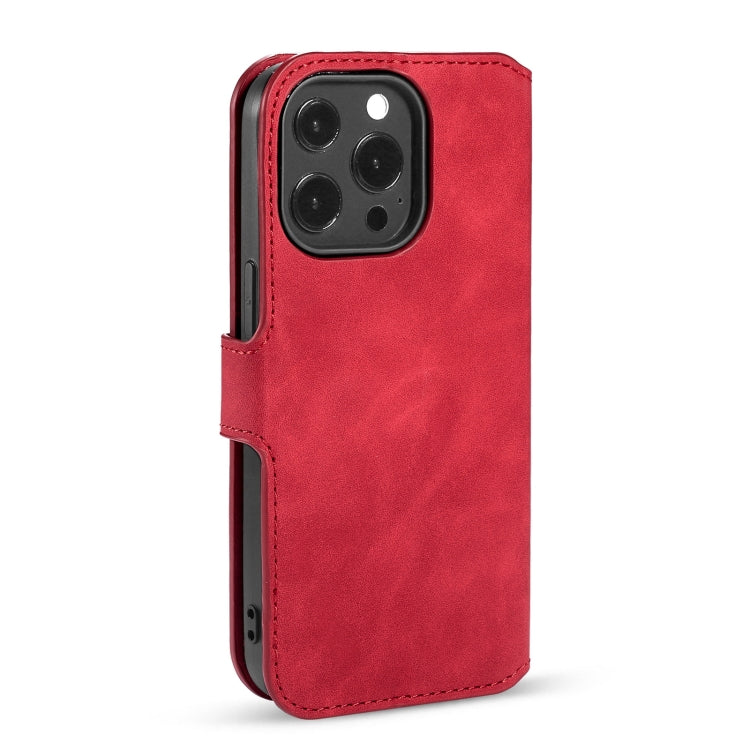 For iPhone 13 Pro DG.MING Retro Oil Side Horizontal Flip Leather Case with Holder & Card Slots & Wallet (Red) - iPhone 13 Pro Cases by DG.MING | Online Shopping UK | buy2fix