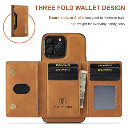 For iPhone 13 Pro DG.MING M2 Series 3-Fold Card Bag Shockproof Case with Wallet & Holder Function (Brown) - iPhone 13 Pro Cases by DG.MING | Online Shopping UK | buy2fix