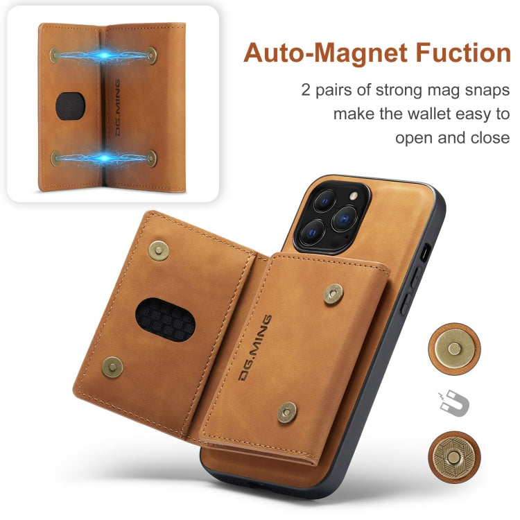 For iPhone 13 Pro DG.MING M2 Series 3-Fold Card Bag Shockproof Case with Wallet & Holder Function (Brown) - iPhone 13 Pro Cases by DG.MING | Online Shopping UK | buy2fix