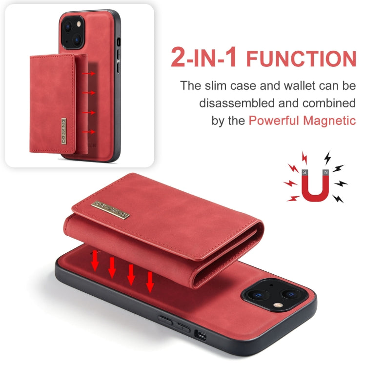 For iPhone 13 DG.MING M1 Series 3-Fold Multi Card Wallet Shockproof Case with Holder Function (Red) - iPhone 13 Cases by DG.MING | Online Shopping UK | buy2fix