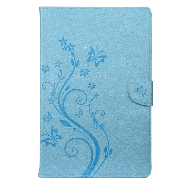 For Samsung Galaxy Tab S6 Lite / P610 Butterfly Flower Embossing Pattern Horizontal Flip Leather Case with Holder & Card Slots & Wallet(Blue) - Tab S6 Lite P610 / P615 by buy2fix | Online Shopping UK | buy2fix