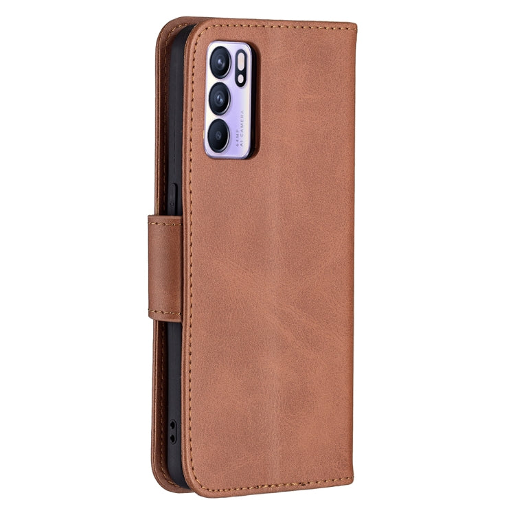 For OPPO Reno6 5G Retro Lambskin Texture Pure Color Horizontal Flip PU Leather Case with Holder & Card Slots & Wallet & Lanyard(Brown) - OPPO Cases by buy2fix | Online Shopping UK | buy2fix