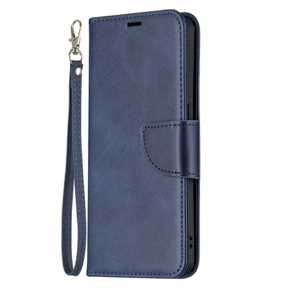 For OPPO Reno6 5G Retro Lambskin Texture Pure Color Horizontal Flip PU Leather Case with Holder & Card Slots & Wallet & Lanyard(Blue) - OPPO Cases by buy2fix | Online Shopping UK | buy2fix