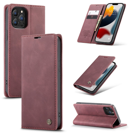 For iPhone 13 Pro Max CaseMe-013 Multifunctional Retro Frosted Horizontal Flip Leather Case with Card Slot & Holder & Wallet (Wine Red) - iPhone 13 Pro Max Cases by CaseMe | Online Shopping UK | buy2fix