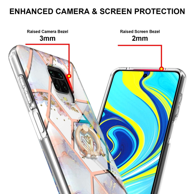 or Xiaomi Redmi Note 9S / Redmi Note 9 Pro / Redmi Note 9 Pro Max Electroplating Splicing Marble Flower Pattern TPU Shockproof Case with Rhinestone Ring Holder(Imperial Crown) - Xiaomi Cases by buy2fix | Online Shopping UK | buy2fix