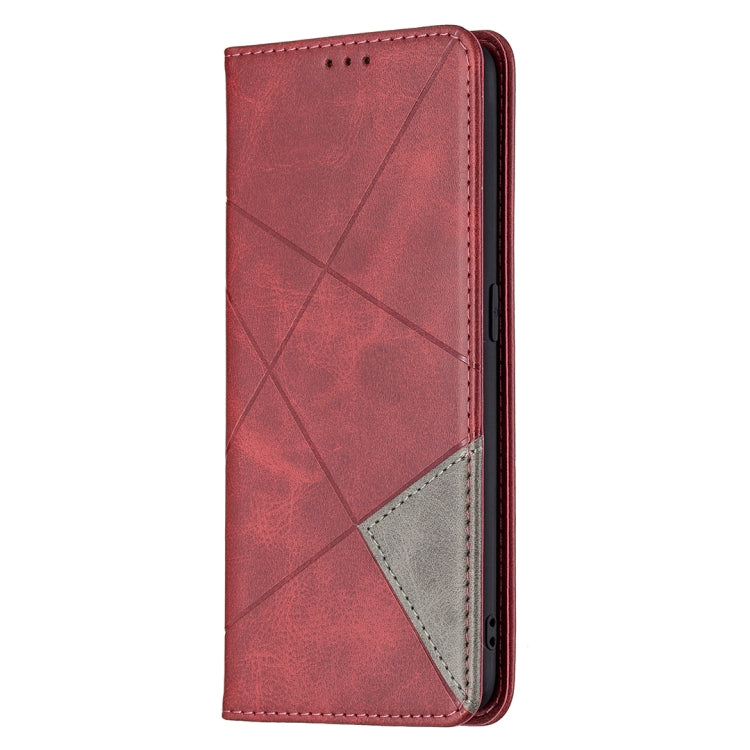 For OPPO A94 5G / F19 Pro Plus / Reno5 Z 5G Rhombus Texture Horizontal Flip Magnetic Leather Case with Holder & Card Slots(Red) - OPPO Cases by buy2fix | Online Shopping UK | buy2fix