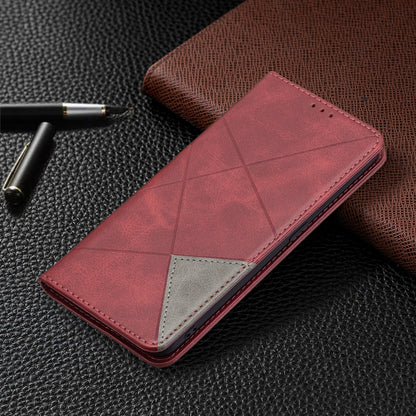 For OPPO A94 5G / F19 Pro Plus / Reno5 Z 5G Rhombus Texture Horizontal Flip Magnetic Leather Case with Holder & Card Slots(Red) - OPPO Cases by buy2fix | Online Shopping UK | buy2fix