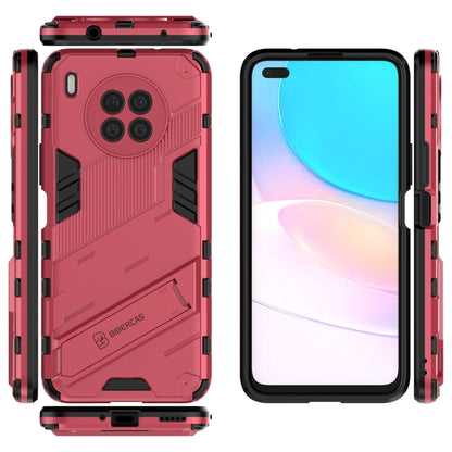 For Huawei nova 8i Foreign Version Punk Armor 2 in 1 PC + TPU Shockproof Case with Invisible Holder(Light Red) - Huawei Cases by buy2fix | Online Shopping UK | buy2fix