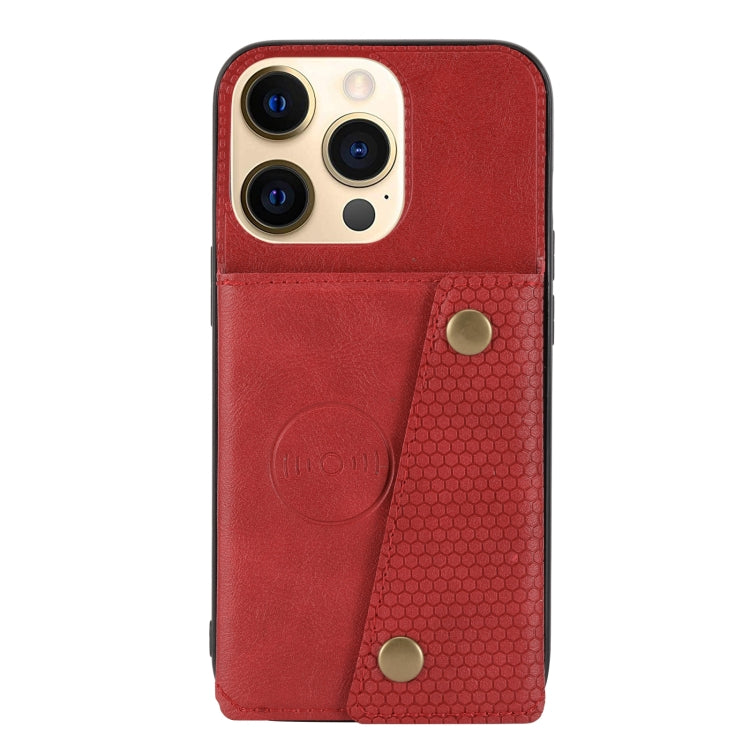 For iPhone 13 Pro Max Double Buckle PU + TPU Shockproof Magnetic Protective Case with Card Slot & Holder (Red) - iPhone 13 Pro Max Cases by buy2fix | Online Shopping UK | buy2fix