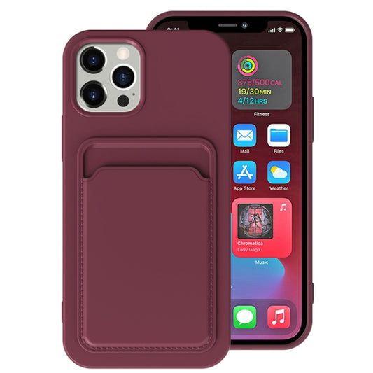 For iPhone 13 mini TPU + Flannel Lining Shockproof Case with Card Slots (Dark Purple) - iPhone 13 mini Cases by buy2fix | Online Shopping UK | buy2fix