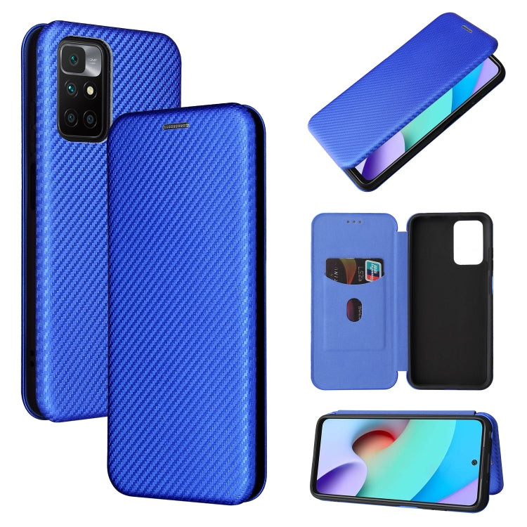 Carbon Fiber Texture Horizontal Flip TPU + PC + PU Leather Case with Card Slot For Xiaomi Redmi 10(Blue) - Xiaomi Cases by buy2fix | Online Shopping UK | buy2fix