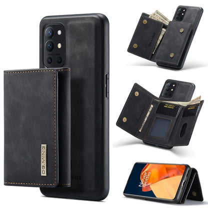 DG.MING M1 Series 3-Fold Multi Card Wallet  Back Cover Shockproof Case with Holder Function For OnePlus 9R(Black) - OnePlus Cases by DG.MING | Online Shopping UK | buy2fix