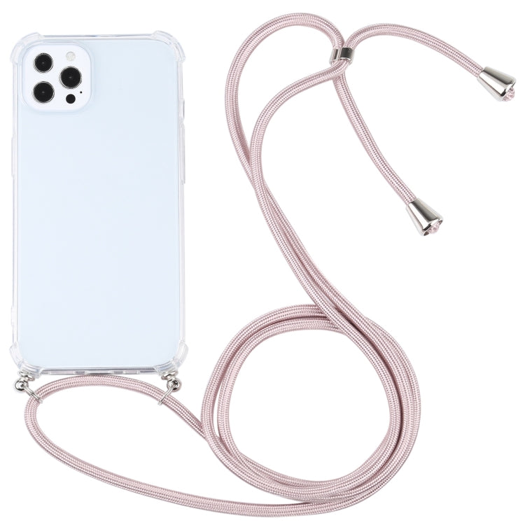 For iPhone 13 Pro Four-corner Shockproof Transparent TPU Protective Case with Lanyard (Light Pink) - iPhone 13 Pro Cases by buy2fix | Online Shopping UK | buy2fix