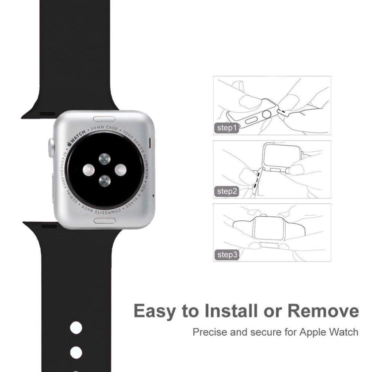 Double Nail Silicone Strap Watch Band For Apple Watch Series 9&8&7 41mm / SE 3&SE 2&6&SE&5&4 40mm / 3&2&1 38mm(Black) - Watch Bands by buy2fix | Online Shopping UK | buy2fix