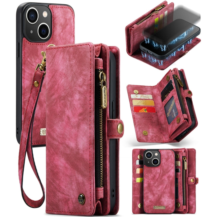 For iPhone 13 mini CaseMe-008 Detachable Multifunctional Horizontal Flip Leather Case with Card Slot & Holder & Zipper Wallet & Photo Frame (Red) - iPhone 13 mini Cases by CaseMe | Online Shopping UK | buy2fix