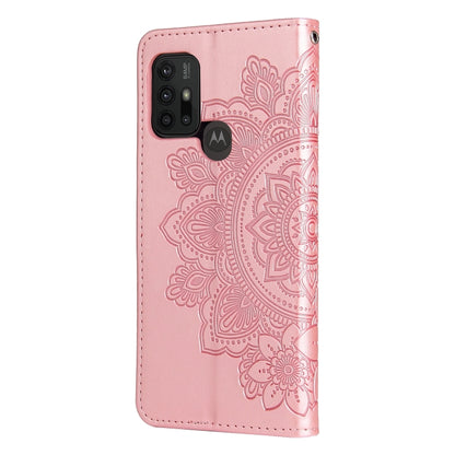 7-petal Flowers Embossing Pattern Horizontal Flip PU Leather Case with Holder & Card Slots & Wallet & Photo Frame For Motorola Moto G30 / G10 / G10 Power / G20(Rose Gold) - Motorola Cases by buy2fix | Online Shopping UK | buy2fix