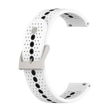 20mm Universal Colorful Hole Silicone Watch Band(White Black) - Watch Bands by buy2fix | Online Shopping UK | buy2fix