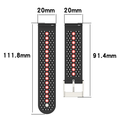 20mm Universal Colorful Hole Silicone Watch Band(White Black) - Watch Bands by buy2fix | Online Shopping UK | buy2fix