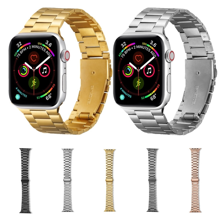 Ultra-thin Three-bead Metal Strap Watch Band For Apple Watch Ultra 49mm&Watch Ultra 2 49mm / Series 9&8&7 45mm / SE 3&SE 2&6&SE&5&4 44mm / 3&2&1 42mm(Black) - Watch Bands by buy2fix | Online Shopping UK | buy2fix