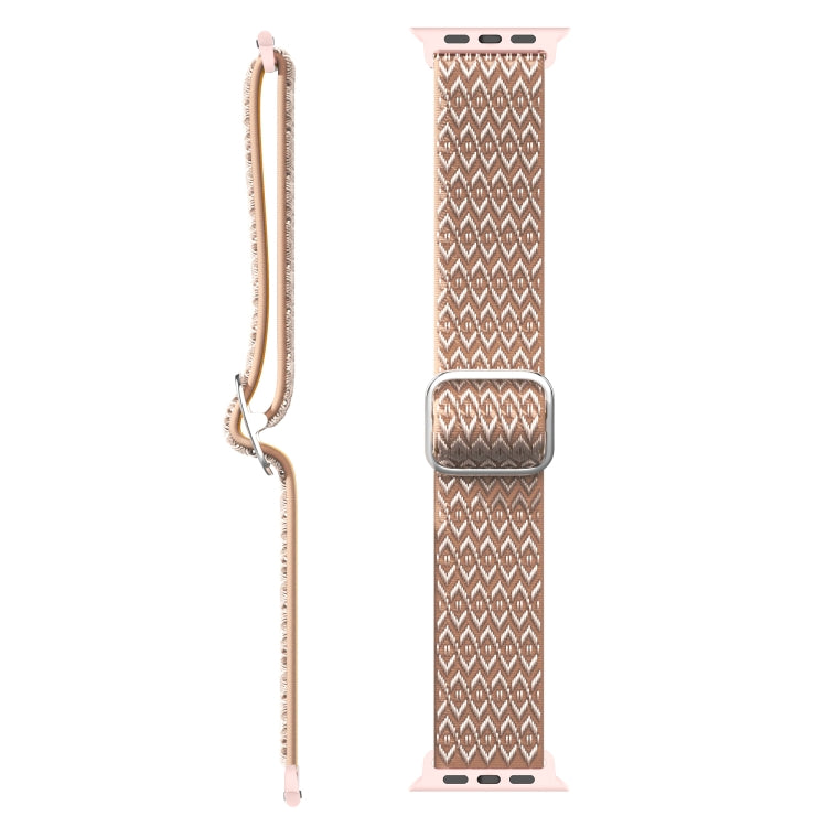 Adjustable Rhombic Texture Elastic Watch Band For Apple Watch Series 9&8&7 41mm / SE 3&SE 2&6&SE&5&4 40mm / 3&2&1 38mm(Pink) - Watch Bands by buy2fix | Online Shopping UK | buy2fix