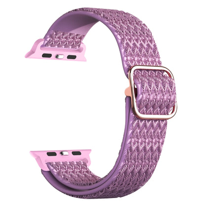 Adjustable Rhombic Texture Elastic Watch Band For Apple Watch Series 9&8&7 41mm / SE 3&SE 2&6&SE&5&4 40mm / 3&2&1 38mm(Purple) - Watch Bands by buy2fix | Online Shopping UK | buy2fix