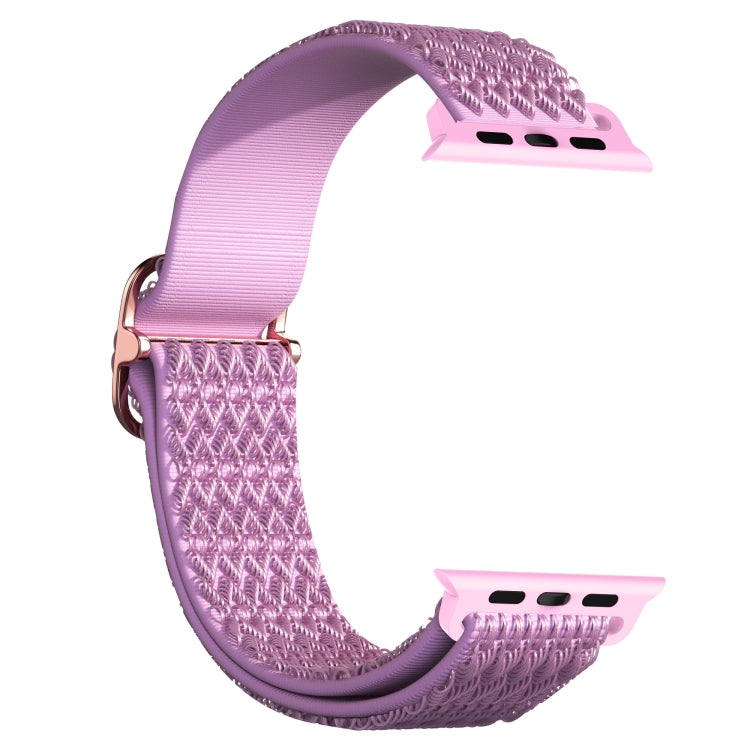 Adjustable Rhombic Texture Elastic Watch Band For Apple Watch Series 9&8&7 41mm / SE 3&SE 2&6&SE&5&4 40mm / 3&2&1 38mm(Purple) - Watch Bands by buy2fix | Online Shopping UK | buy2fix