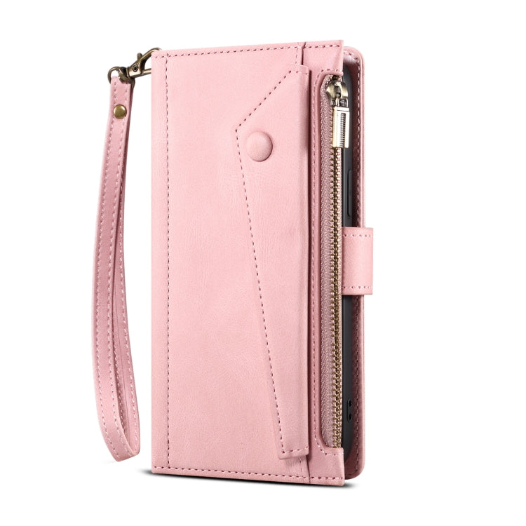 For iPhone XR Retro Frosted Horizontal Flip Leather Case with Holder & Card Slot & Wallet & Zipper Pocket & Lanyard(Rose Gold) - More iPhone Cases by buy2fix | Online Shopping UK | buy2fix