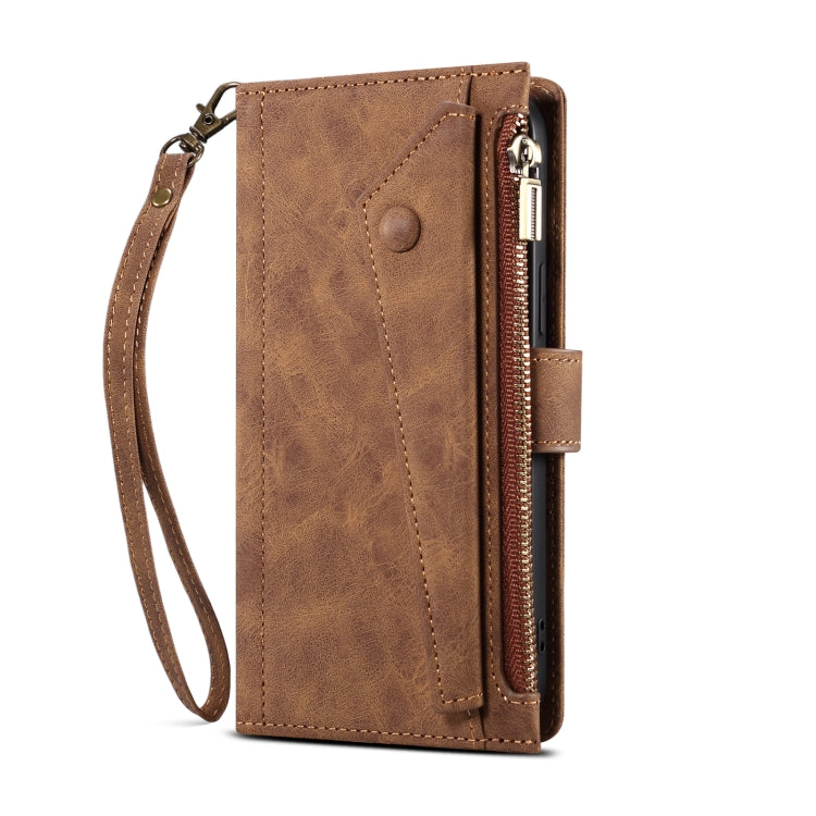 For iPhone XS Max Retro Frosted Horizontal Flip Leather Case with Holder & Card Slot & Wallet & Zipper Pocket & Lanyard(Brown) - More iPhone Cases by buy2fix | Online Shopping UK | buy2fix