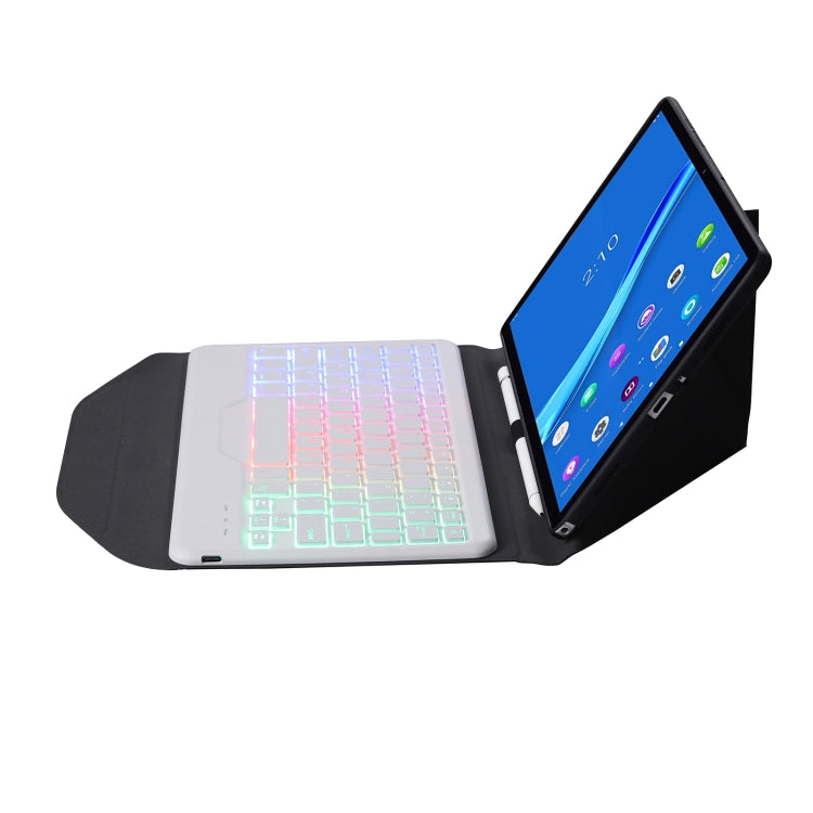 BM10S Backlight Edition Diamond Texture Detachable Bluetooth Keyboard Leather Tablet Case with Pen Slot & Triangular Back Support For Lenovo Smart Tab M10 HPD Plus TB-X606F 10.3 inch(Black White) - Lenovo Keyboard by buy2fix | Online Shopping UK | buy2fix