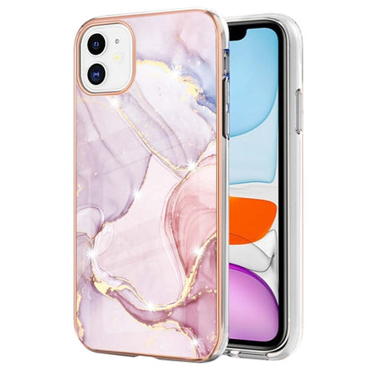 For iPhone 11 Electroplating Marble Pattern Dual-side IMD TPU Shockproof Case (Rose Gold 005) - iPhone 11 Cases by buy2fix | Online Shopping UK | buy2fix