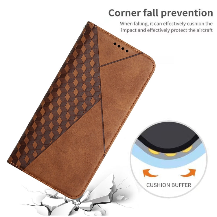 For iPhone 12 mini Diamond Pattern Splicing Skin Feel Magnetic Horizontal Flip Leather Case with Card Slots & Holder & Wallet (Brown) - iPhone 12 mini Cases by buy2fix | Online Shopping UK | buy2fix