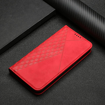 For iPhone 12 Pro Max Diamond Pattern Splicing Skin Feel Magnetic Horizontal Flip Leather Case with Card Slots & Holder & Wallet(Red) - iPhone 12 Pro Max Cases by buy2fix | Online Shopping UK | buy2fix