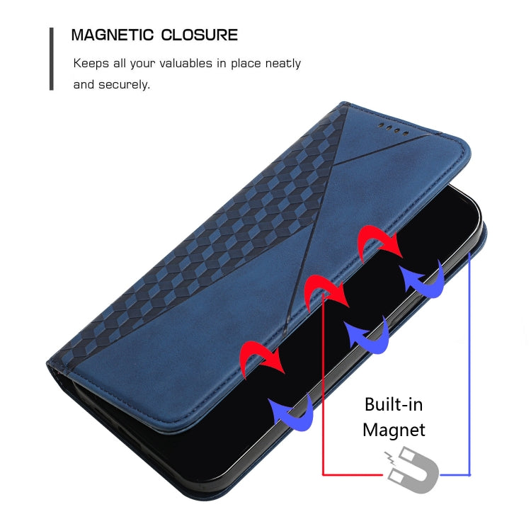 For iPhone 11 Diamond Pattern Splicing Skin Feel Magnetic Horizontal Flip Leather Case with Card Slots & Holder & Wallet (Blue) - iPhone 11 Cases by buy2fix | Online Shopping UK | buy2fix