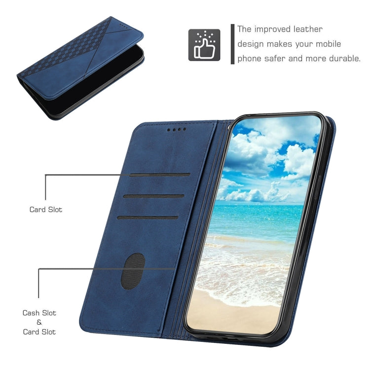 For iPhone 11 Diamond Pattern Splicing Skin Feel Magnetic Horizontal Flip Leather Case with Card Slots & Holder & Wallet (Blue) - iPhone 11 Cases by buy2fix | Online Shopping UK | buy2fix